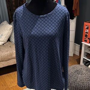 Talbots Blue Patterned Long Sleeve Tee
